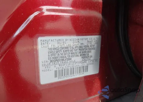 2021 Nissan Kicks Sv Xtronic Cvt z USA, uszkodzony, nr VIN 3N1CP5CV1ML473334